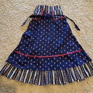 Gunne sax navy and mix calico midi skirt